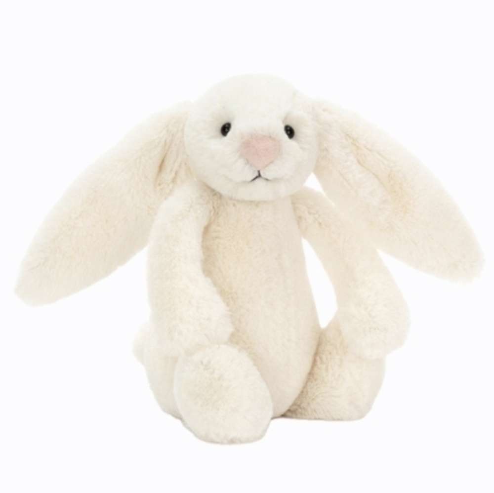 Jellycat Cream Plush Bunny with Pink Nose